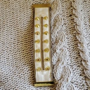 White and gold studded bracelet